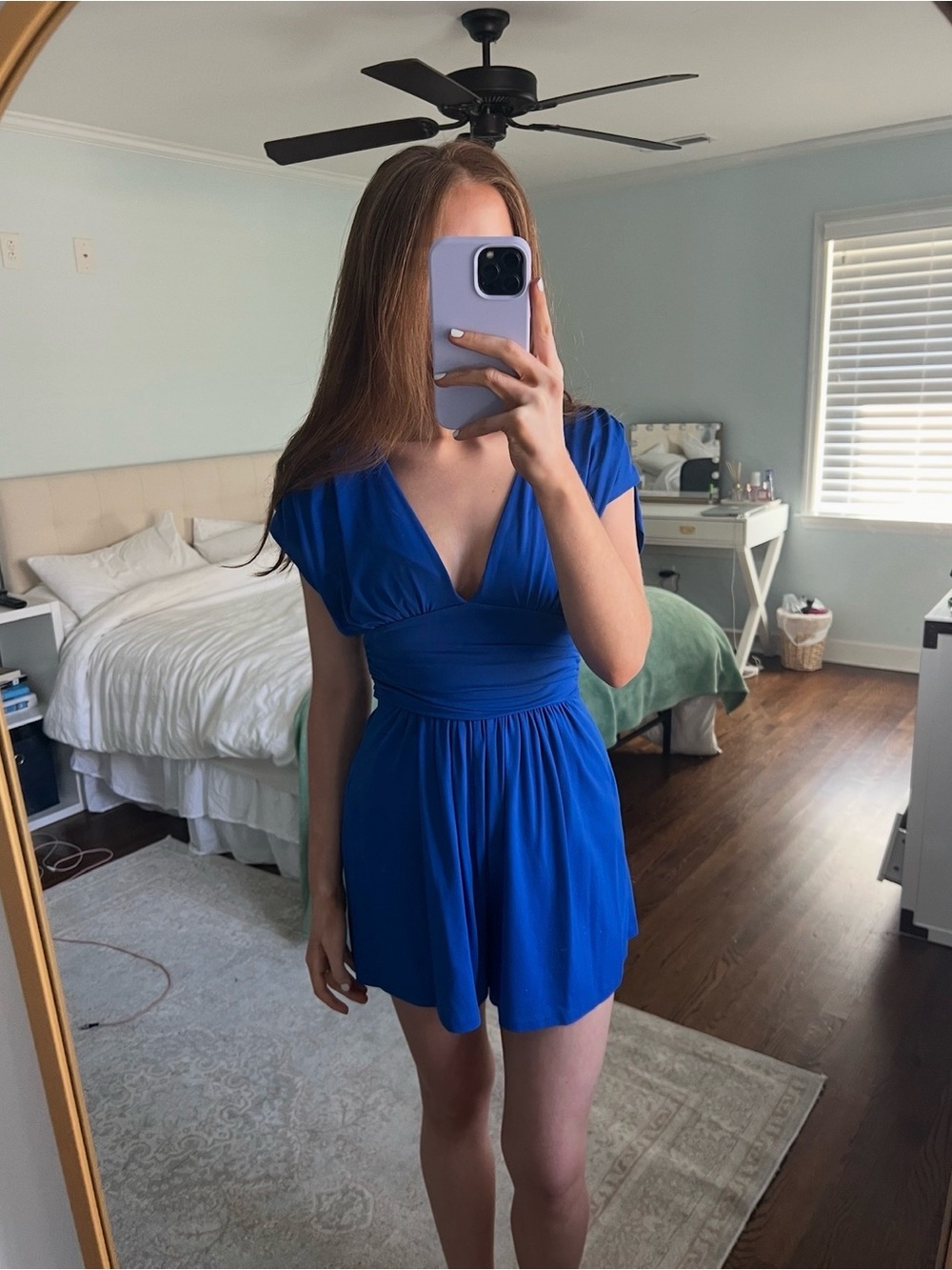 Susana Monaco Royal Blue V-Neck Short Romper